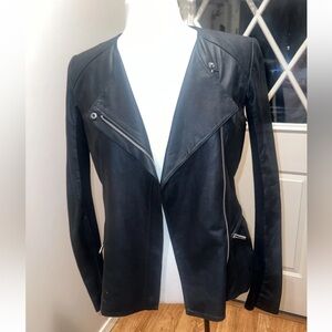 VEDA Max Classic Black Leather Moto Jacket Sm Biker Punk Asymmetrical Zip NWOT